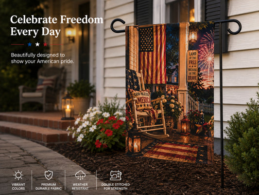 Patriotic Porch Garden Banner or Flag Land of the Free Because of the Brave