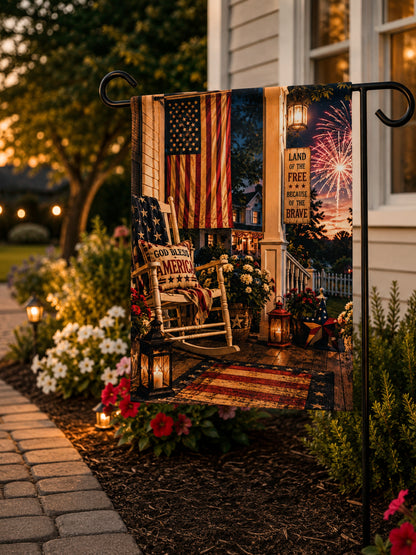 Patriotic Porch Garden Banner or Flag Land of the Free Because of the Brave