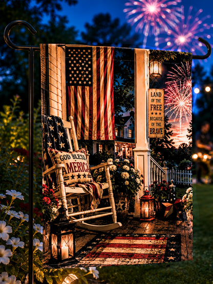 Patriotic Porch Garden Banner or Flag Land of the Free Because of the Brave