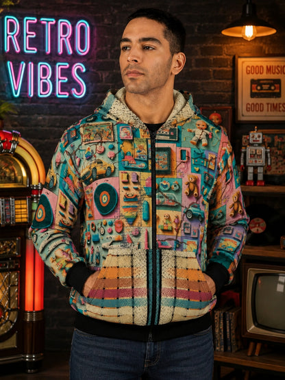 Retro Toys Nostalgia Zip-Up Hoodie – Vintage Toy AOP Hoodie