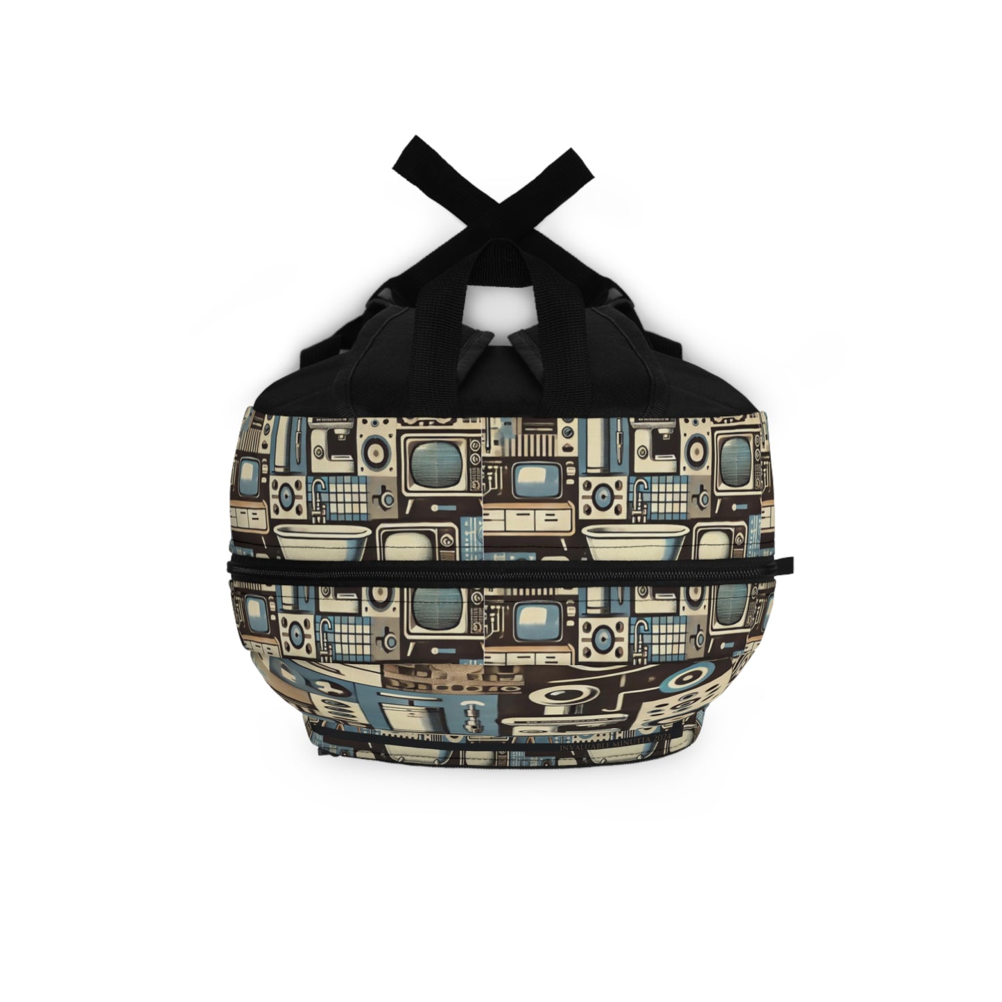 Retro Revival minimalist backpack top view – vintage aesthetic patterned backpack