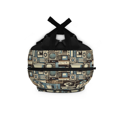 Retro Revival minimalist backpack top view – vintage aesthetic patterned backpack