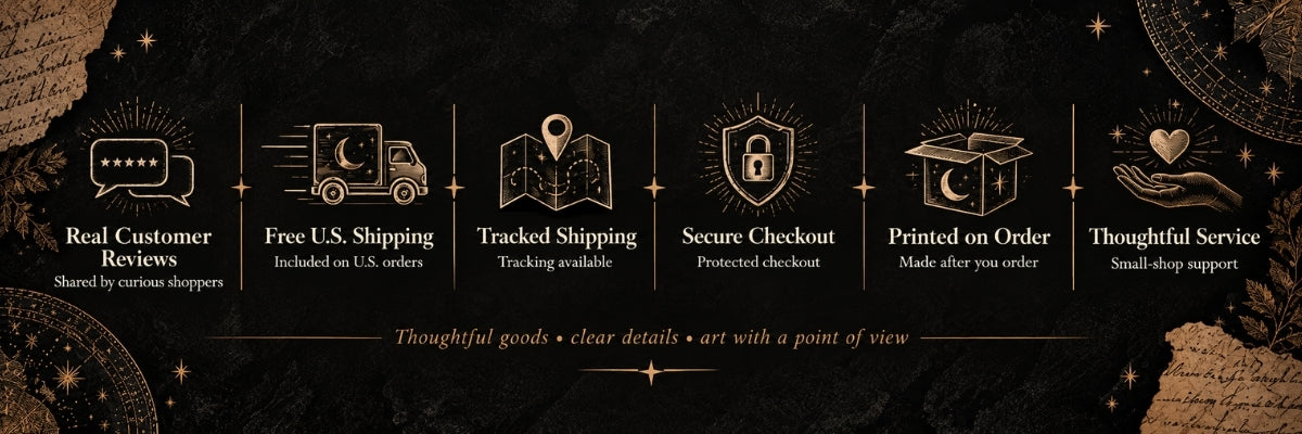 Secure checkout, free U.S. shipping, tracking available, international shipping to supported destinations, printed on order, and clear store policies and purchase terms.