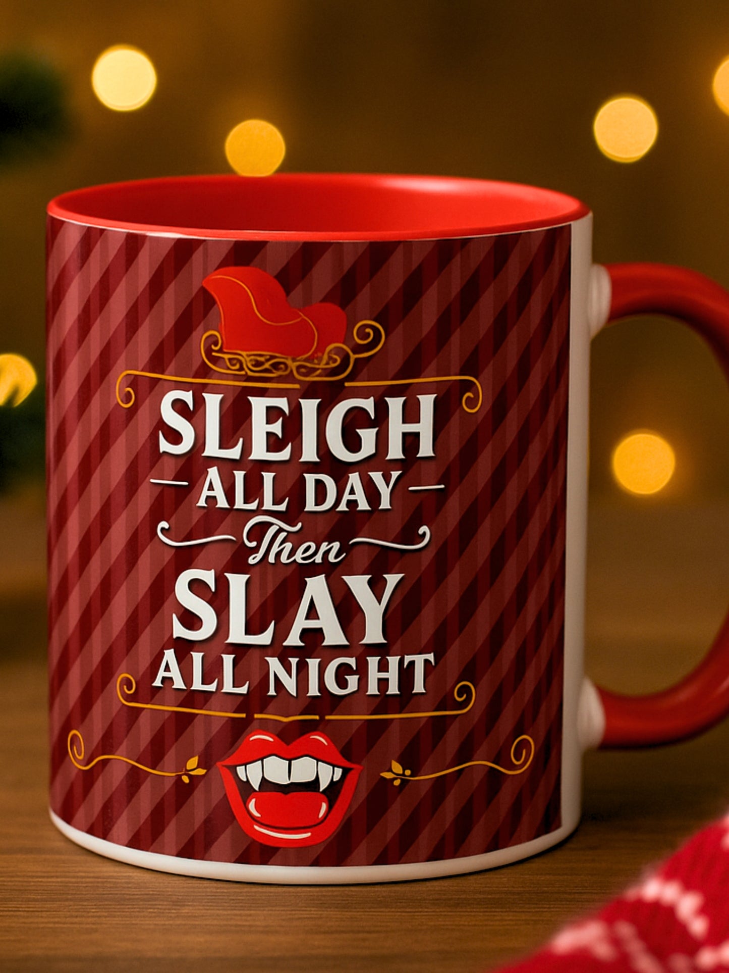 Sleigh All Day Then Slay All Night Vampire Holiday Coffee Mug