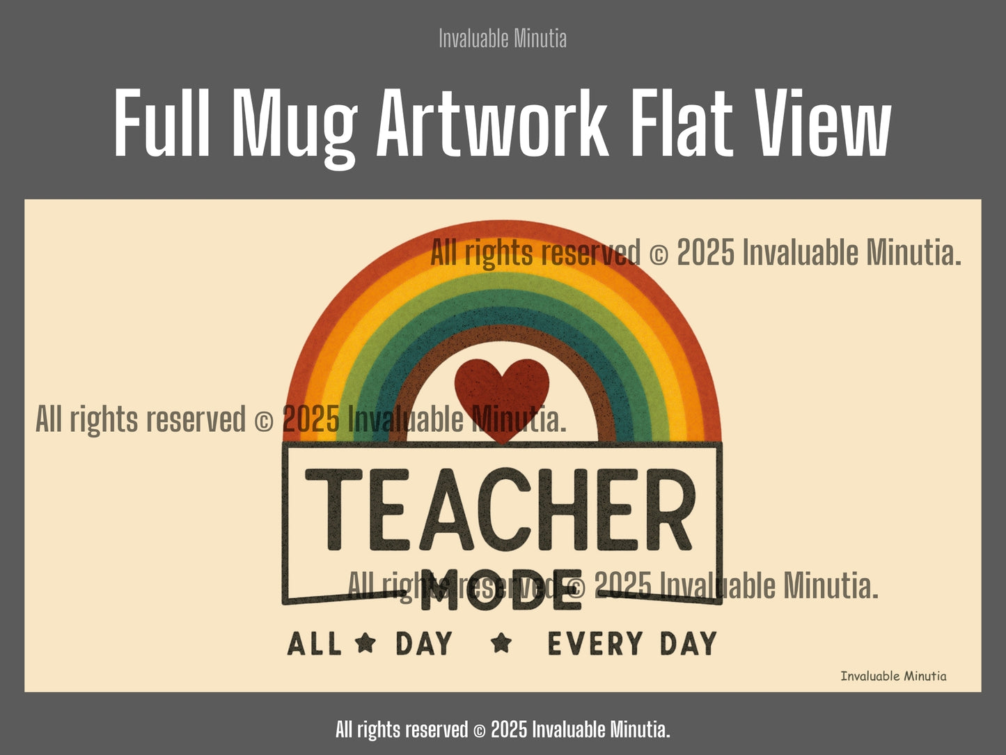 Teacher Mode – Color Accent Mug (11oz/15oz) • Rainbow Heart • Dishwasher & Microwave Safe