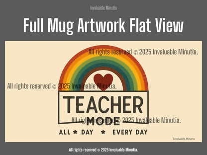 Teacher Mode – Color Accent Mug (11oz/15oz) • Rainbow Heart • Dishwasher & Microwave Safe
