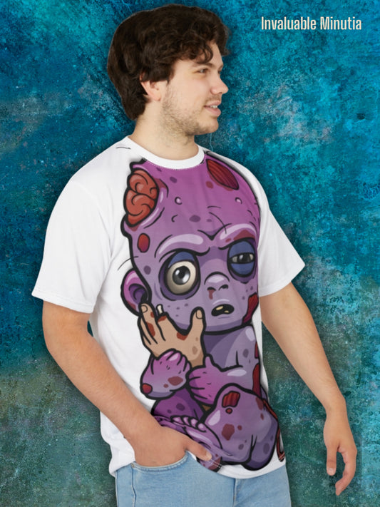 🧟‍♂️ Undead Baby – AOP Unisex T-shirt – Heltryckt T-shirt – Halloween, rolig t-shirt