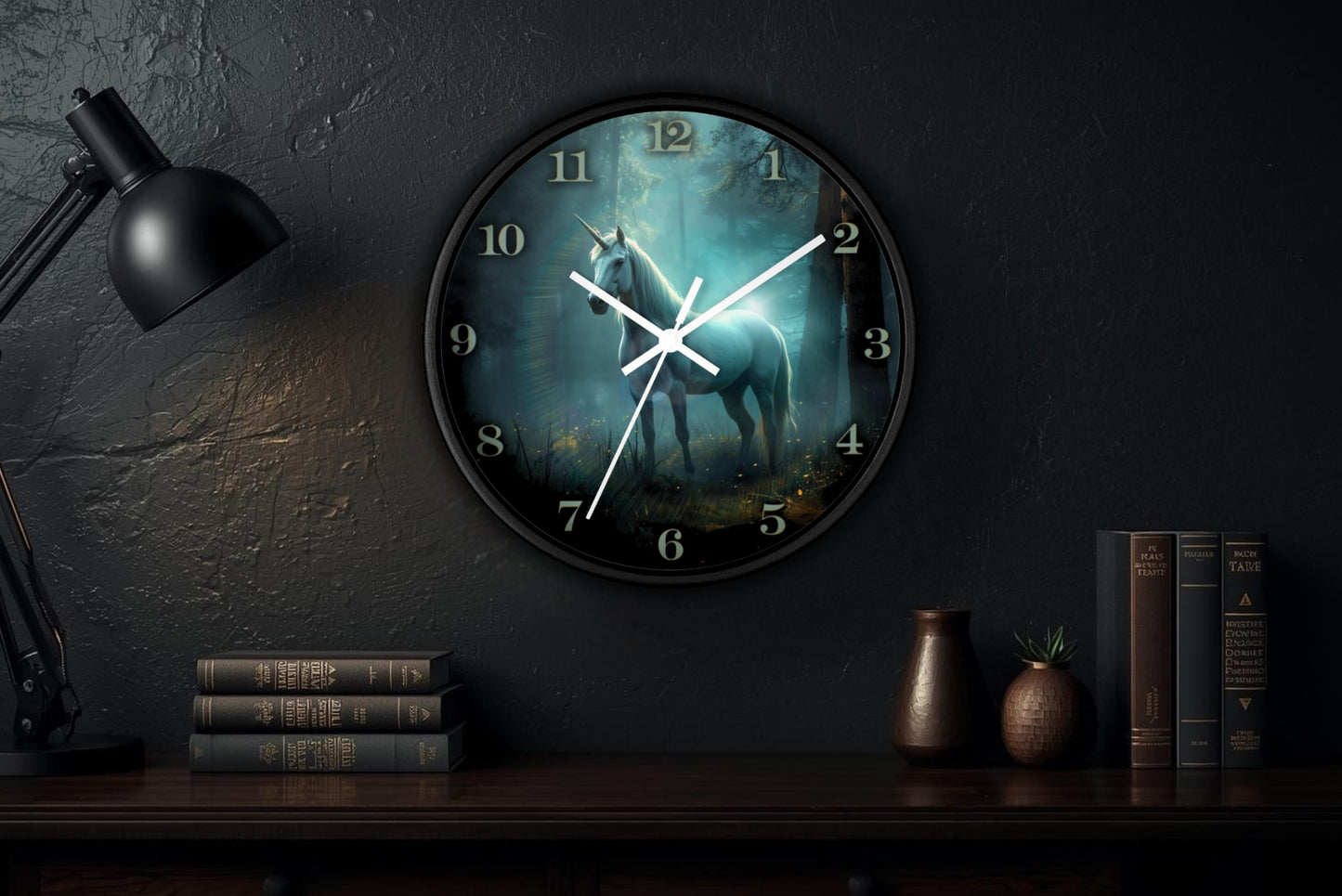 Mystical Unicorn Wall Clock – Enchanted Forest Fantasy 10" Decor