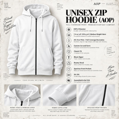 Gothic Halloween Zip Hoodie: Scarecrow Patchwork All Over Print, Unisex XS 2XL