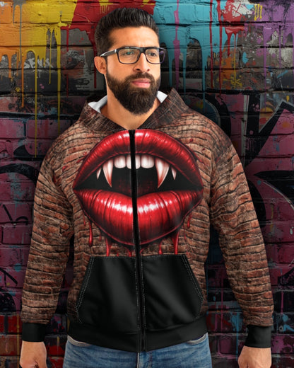 Vampire Teeth - Unisex Zip Hoodie (AOP)