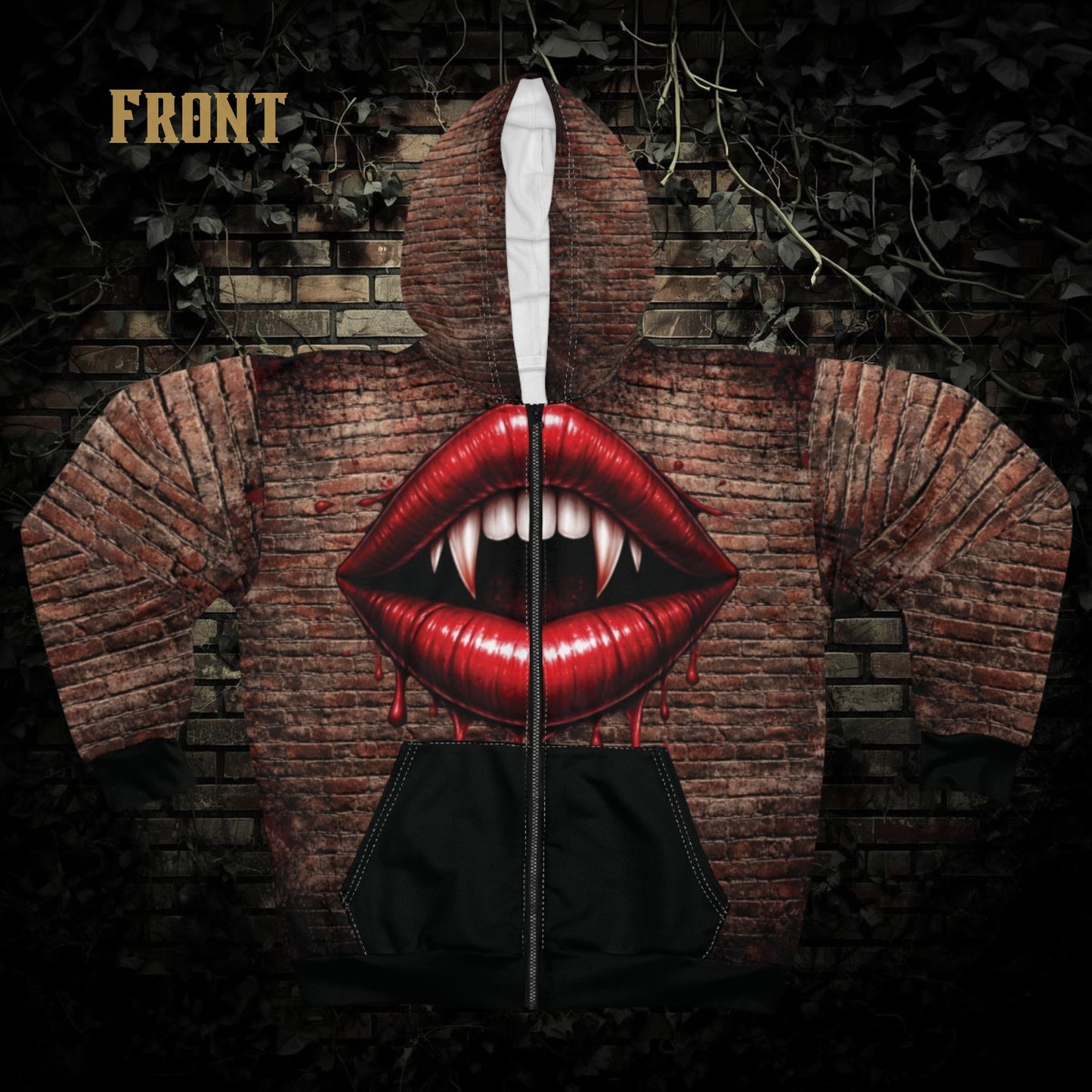 Vampire Teeth - Unisex Zip Hoodie (AOP)