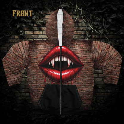 Vampire Teeth - Unisex Zip Hoodie (AOP)