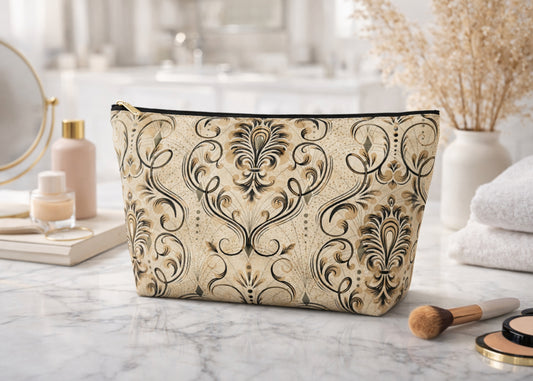 Vintage Styled Damask T-Bottom Accessory Pouch