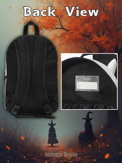 Häxig höstryggsäck – Premium svart &amp; orange hösthäxhatt och kitteldesign