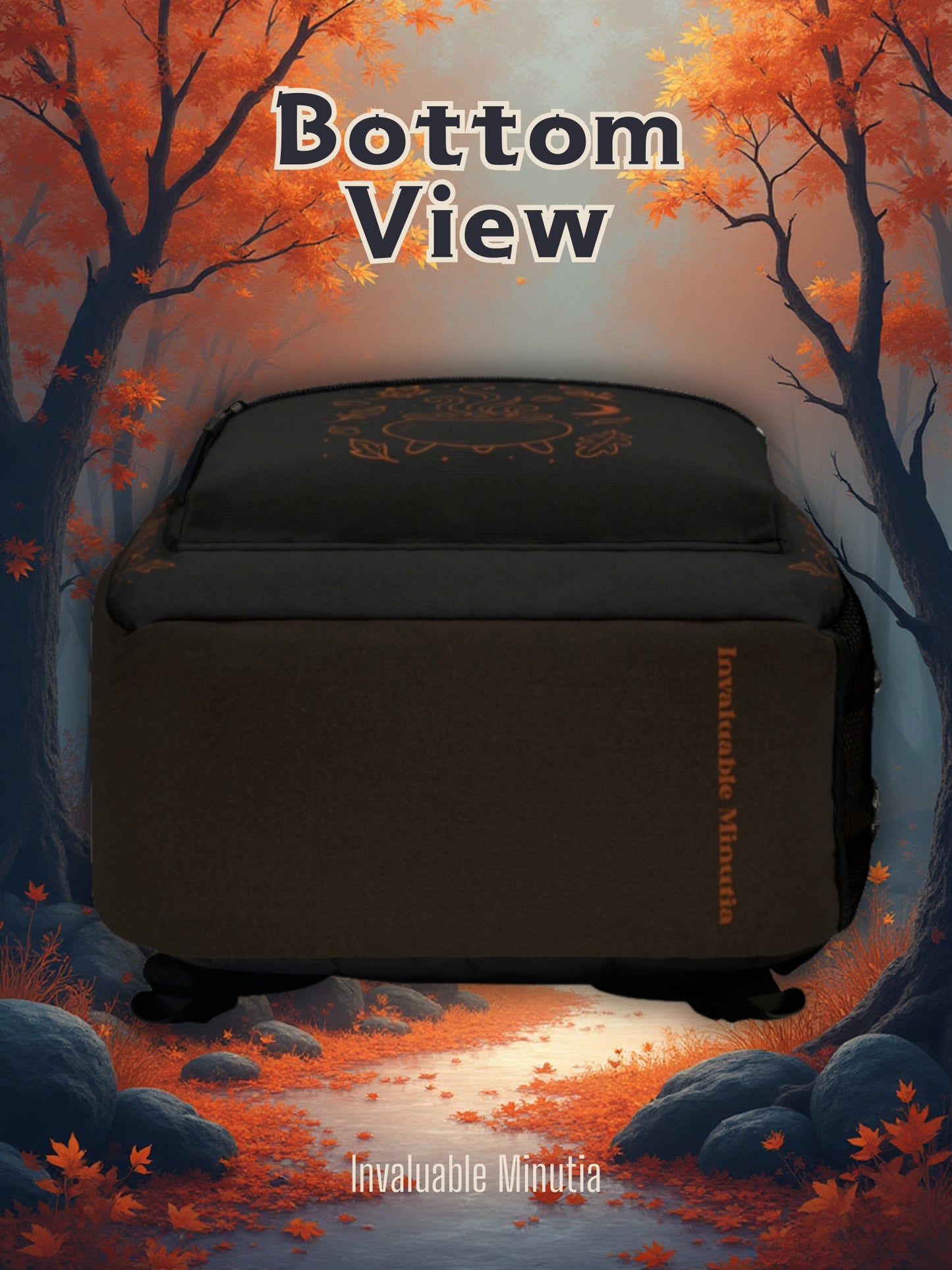 Häxig höstryggsäck – Premium svart &amp; orange hösthäxhatt och kitteldesign