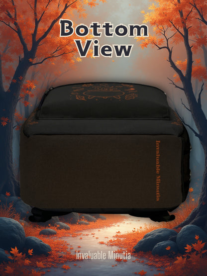 Häxig höstryggsäck – Premium svart &amp; orange hösthäxhatt och kitteldesign