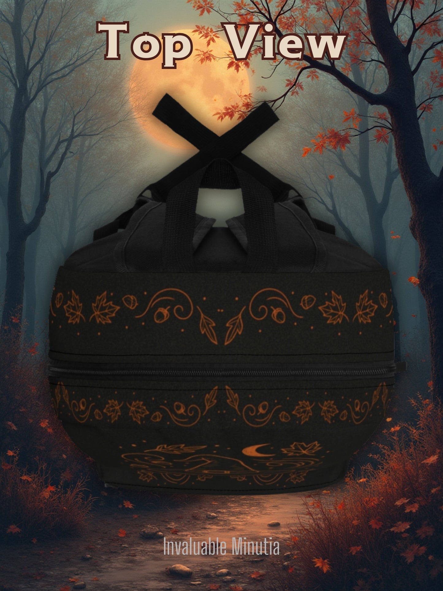 Häxig höstryggsäck – Premium svart &amp; orange hösthäxhatt och kitteldesign