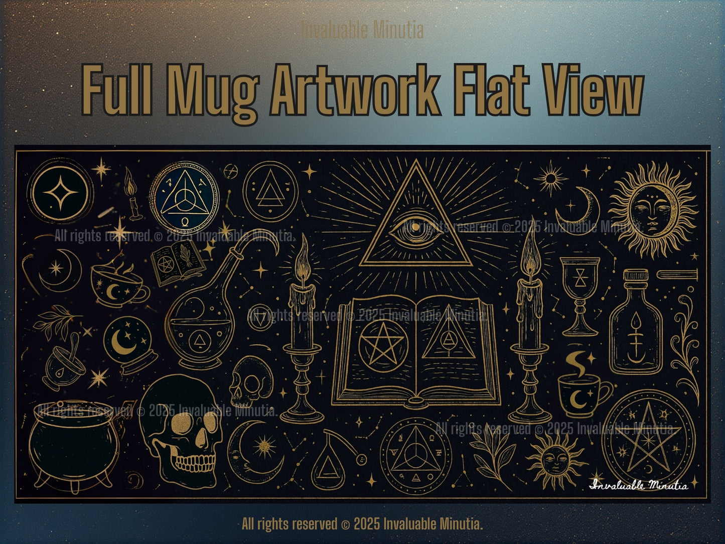 Häxig estetisk kaffemugg – 435 ml svart &amp; lila keramik med ockulta symboler – Gotisk köksdekor, Halloween-presentidé - 283 ml