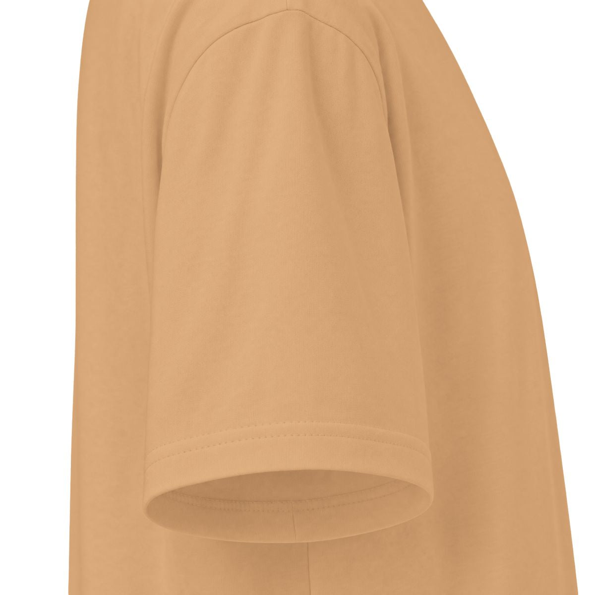 Right sleeve detail of the khaki Shaka Wear heavyweight T-shirt.