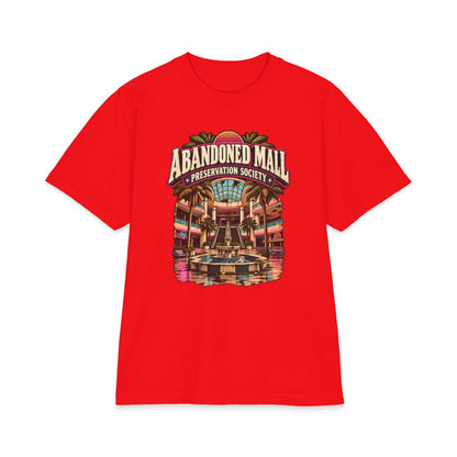 Red Shaka Wear heavyweight T-shirt with Abandoned Mall Preservation Society artwork.